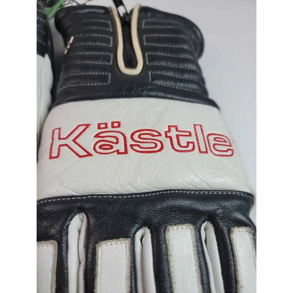 Vintage Kästle Leather Ski Gloves Mens L Black White Genuine Cowhide Taiwan